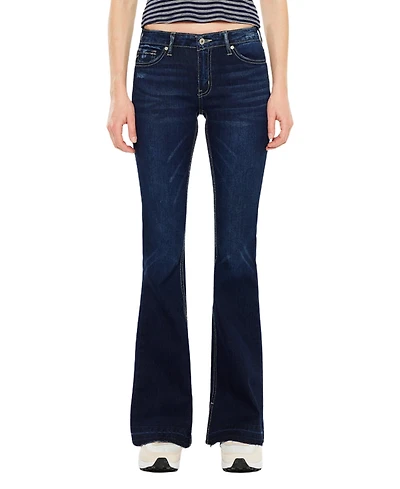 KanCan Women's Heidi Mid Rise Flare Jeans