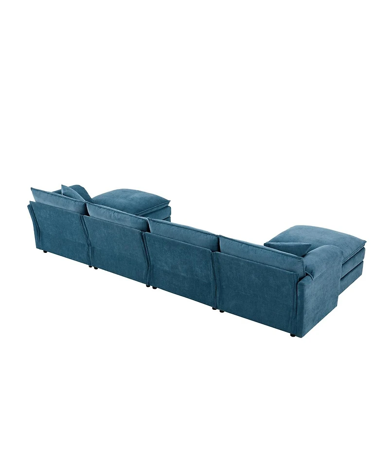 Streamdale Furniture 136" Chenille U-Shaped Modular Sectional Sofa with Movable Ottoman
