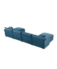 Streamdale Furniture 136" Chenille U-Shaped Modular Sectional Sofa with Movable Ottoman
