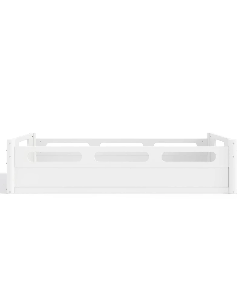 Streamdale Furniture Floor Platform Bed with Guardrails, Low Profile