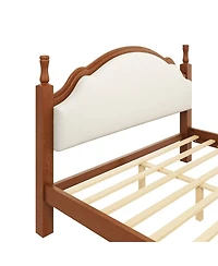 Streamdale Furniture Wood Platform Bed with Upholstered Headboard