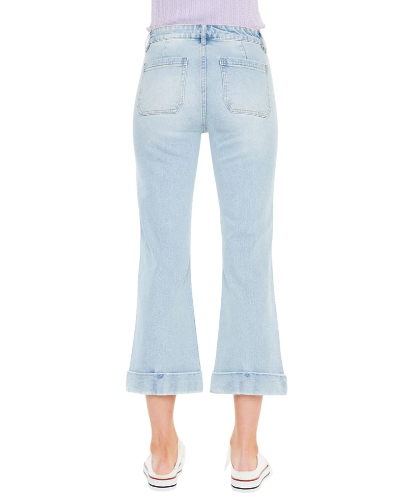 KanCan Women's Angelina High Rise Crop Flare Jeans