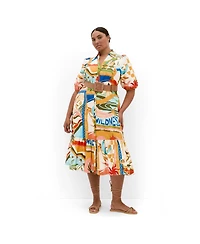 City Chic Women's Wild Soul Print Shirt Dress