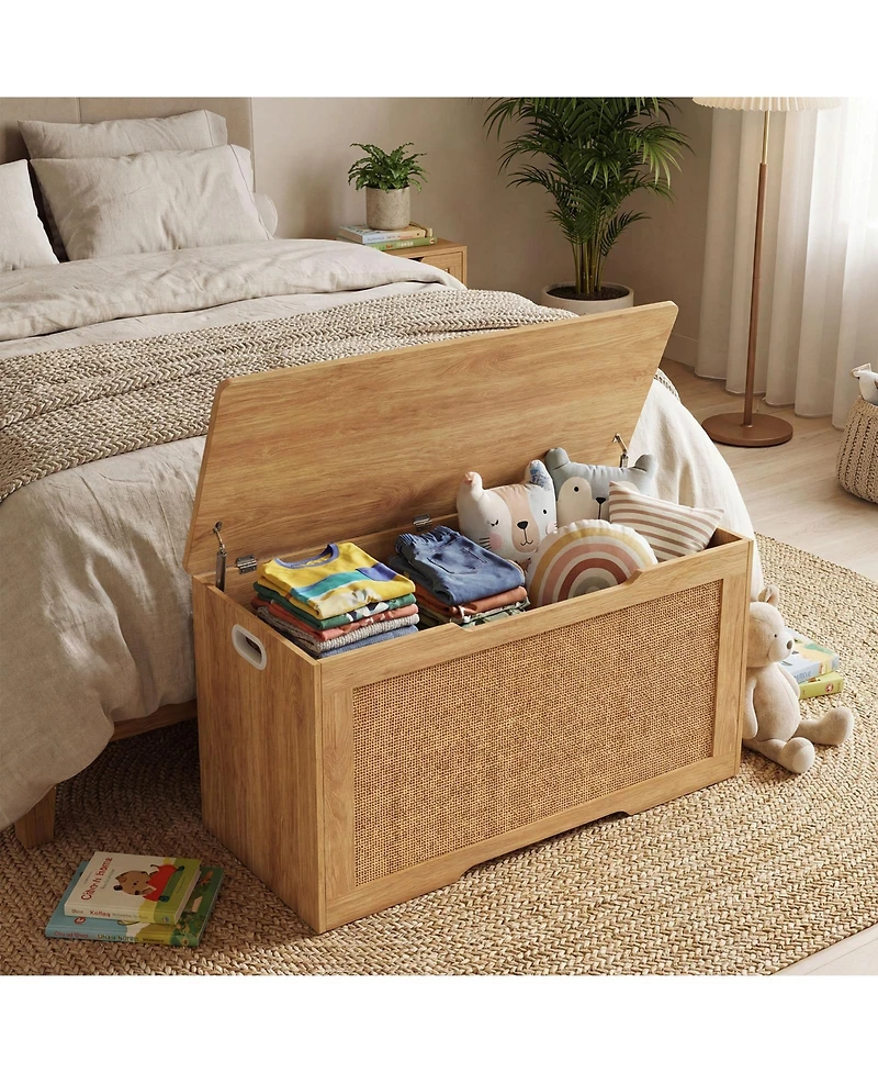 Costway Kids Storage Bench, 40" Toy Box with Flip Top, 2 Metal Hinges and Side Handles