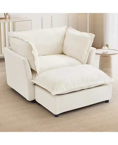 Streamdale Furniture Modern Armchair Sofa with Movable Ottoman and Soft Pillows