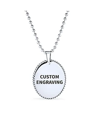 Bling Jewelry Medical Id Dog Tag Blank Pendant Necklace Oval Rope Edge