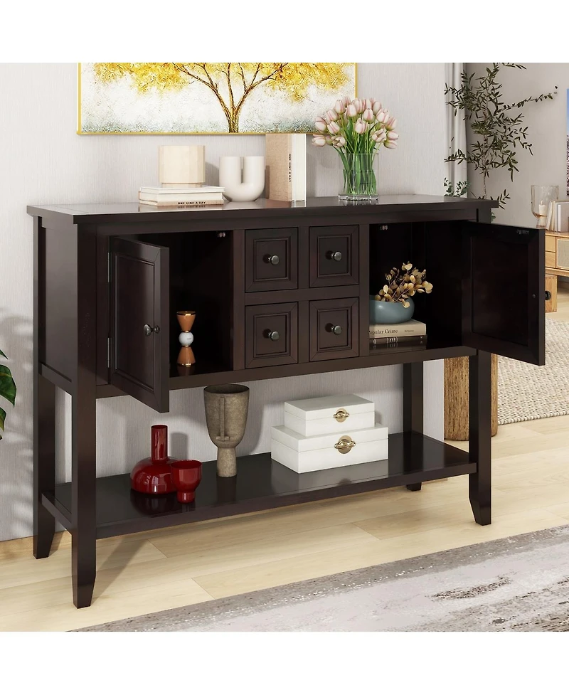 Streamdale Furniture Cambridge Series Vintage Console Table with 4 Drawers and Shelf