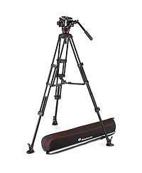 Manfrotto 504X Fluid Video Head with Aluminum Twin Leg Tripod and Mid-Level Spreader