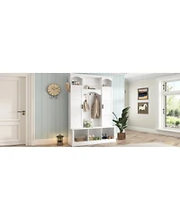 Streamdale Furniture Modern Arched Hall Tree with Storage Bench and 7 Hooks