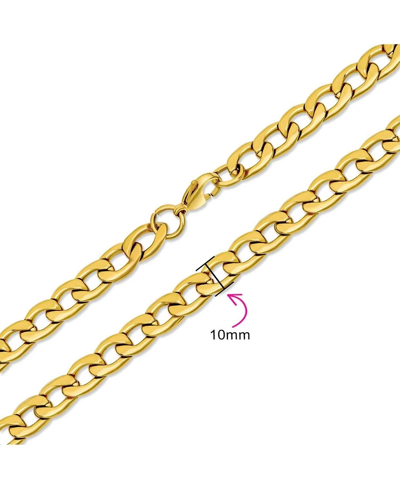 Bling Jewelry Curb Chain Necklace Heavy Duty Biker Gold Tone Stainless Steel 8MM