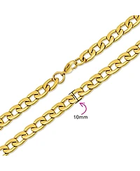 Bling Jewelry Curb Chain Necklace Heavy Duty Biker Gold Tone Stainless Steel 8MM