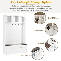 Streamdale Furniture 4-in-1 Hall Tree with Storage Bench, 6 Hooks, and 2 Drawers