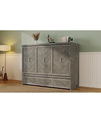 Streamdale Furniture Pine Wood Murphy Cabinet Bed with Usb Charging Station