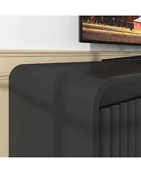Streamdale Furniture 4-Door Fluted Tv Stand with Power Outlet and Storage Cabinet