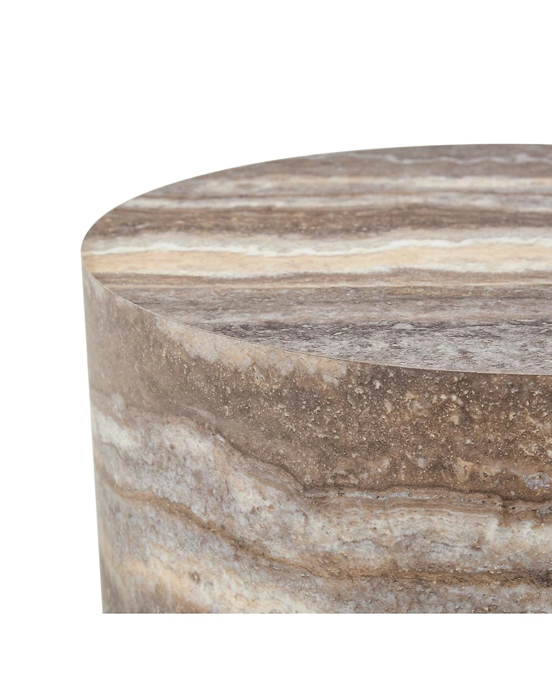 Streamdale Furniture Round Mdf Coffee Table with Cave Stone Pattern, 23.6" x 11.8