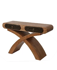 Streamdale Furniture Ashwood Veneered Cross-Leg Console Table with Two Drawers
