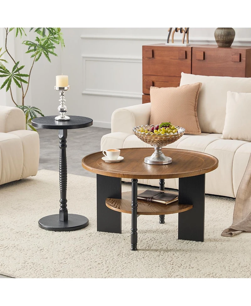 Streamdale Furniture 2-Piece Round Coffee Table and Side Table Set with Storage