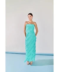 endless rose Women's Strapless Ruffled Maxi Dress