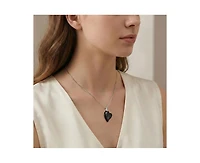 Genevive Gold Plated Cz Pave Heart Mother Of Pearl Drop Necklace