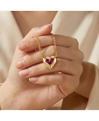 Rachel Glauber Dainty 14K Gold Plated Cz Petite Heart Pendant Necklace