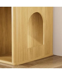 Streamdale Furniture 31.5" Light Wood Cat Litter Cabinet with Cat Tree and Storage Shelves