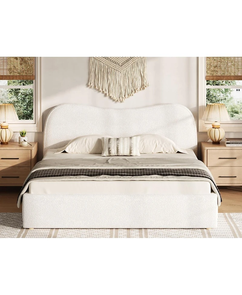 Streamdale Furniture Upholstered Platform Bed with Wooden Slats