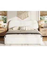 Streamdale Furniture Upholstered Platform Bed with Wooden Slats