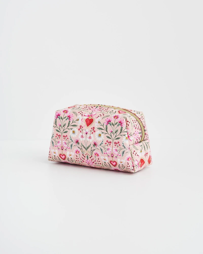 Fable England Women's Floral Heart Cosmetic Pouch