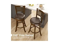Slickblue Set of 2 Swivel Counter Height Bar Stools with Rattan Backrest and Footrest