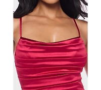 B Darlin Juniors' Satin Cowlneck Gown