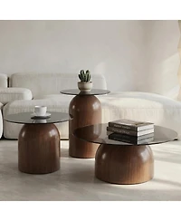 Streamdale Furniture 3-Piece Nesting Coffee Table Set with Glass Top