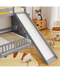 Streamdale Furniture Full Bunk Bed with Slide, Storage Staircase, and Guardrails,