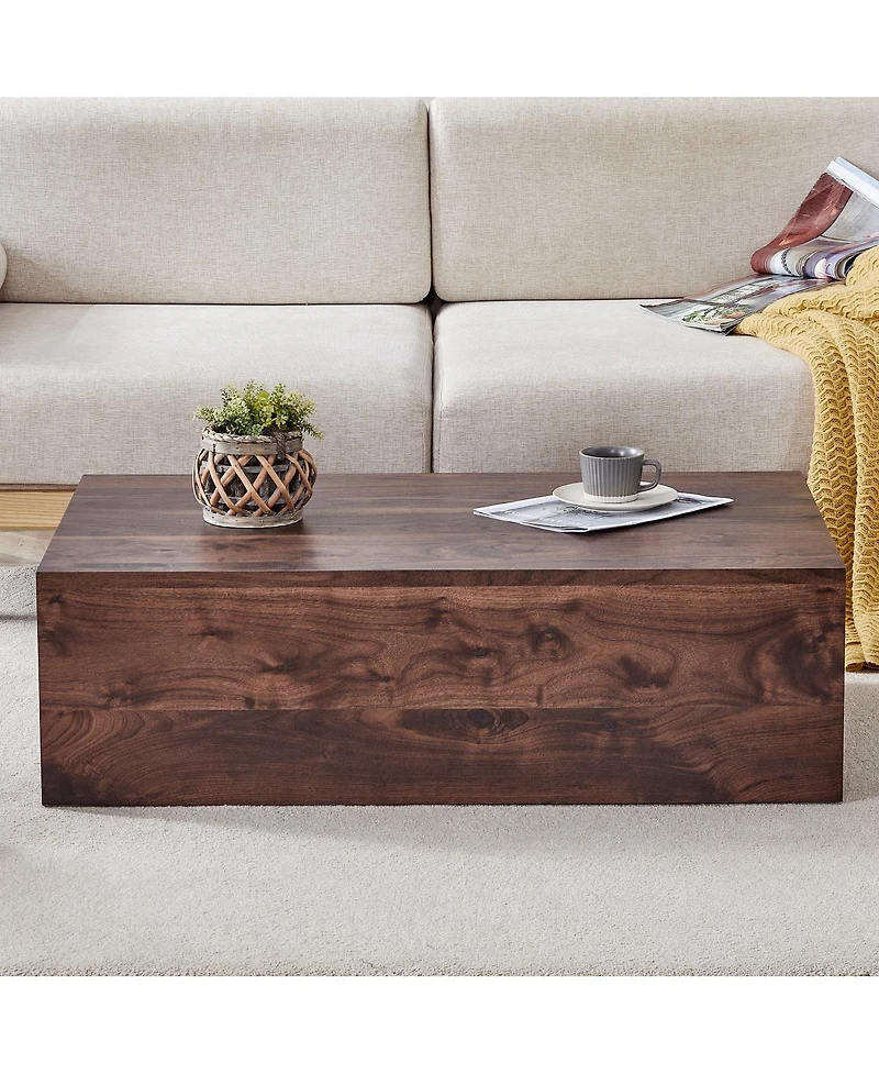 Streamdale Furniture Wood Grain Mdf Coffee Table - 39.3 x 23.6 x 12 Inch