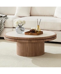 Streamdale Furniture 35.43" Sintered Stone Coffee Table with Mdf Pedestal Base