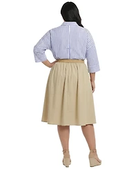 London Times Plus Notch Neck Flutter-Sleeve Midi Dress