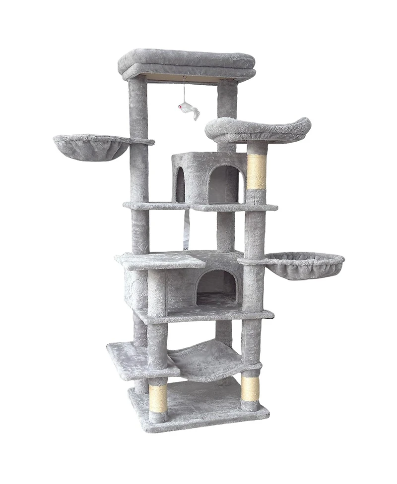 Streamdale Furniture 68 inches Multi-Level Cat Tree with Hammocks, Cave, and Scratching Posts
