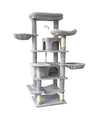 Streamdale Furniture 68 inches Multi-Level Cat Tree with Hammocks, Cave, and Scratching Posts