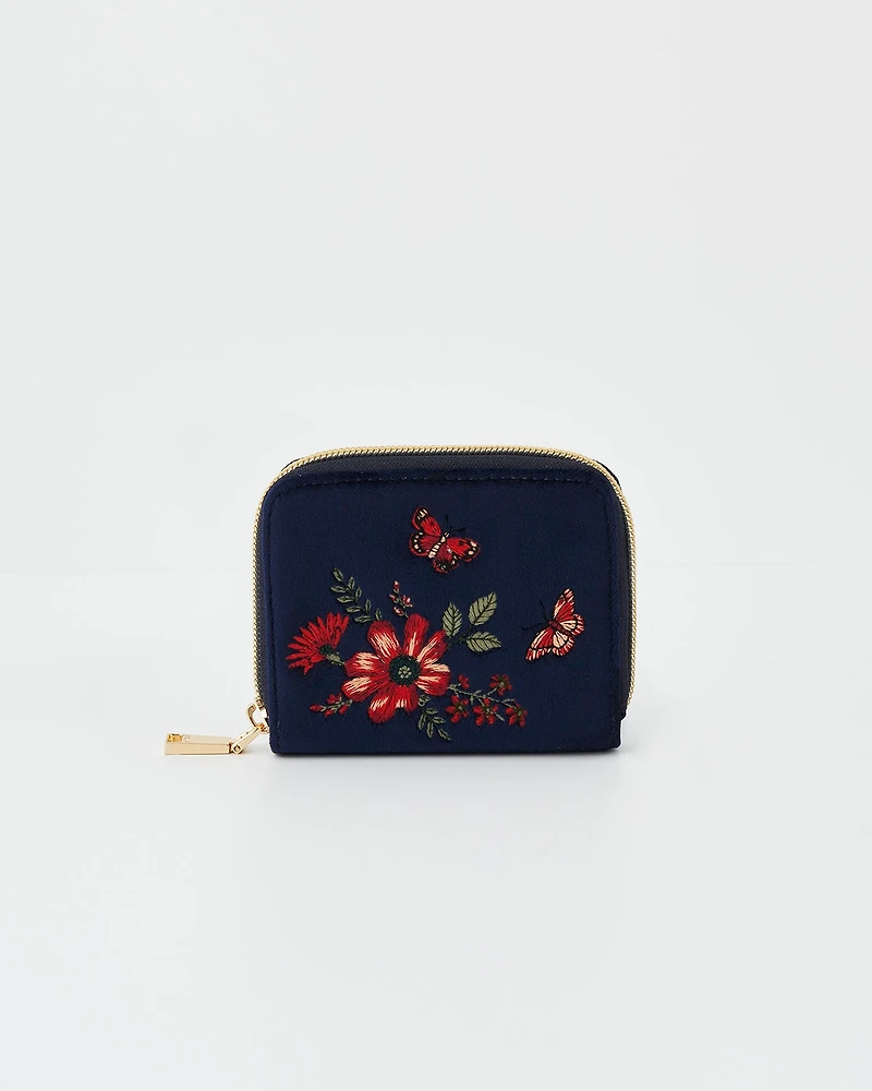 Fable England Women's Floral Velvet Purse