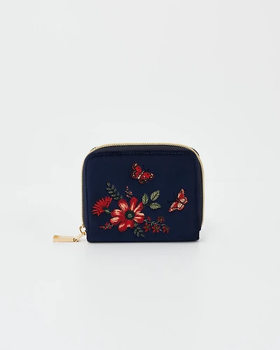 Fable England Women's Floral Velvet Purse