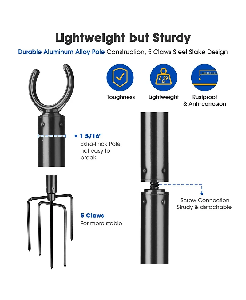 Yescom 10' String Light Poles for Outside Event Temporary Parking Lot, 8pcs Aluminum Forked Outdoor Light Post with Hook