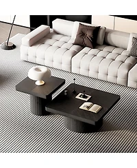 Streamdale Furniture 2-Piece Fluted Wood Nesting Coffee Table Set