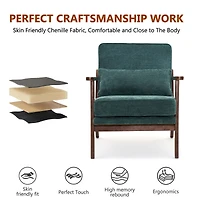 Streamdale Furniture Mid-Century Modern Lounge Chair with Lumbar Pillow and Wood Armrests