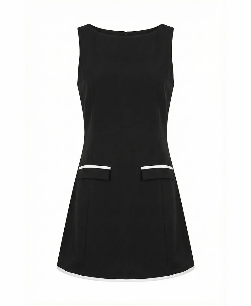 Modenaire Women's Sleeveless Contrast-Trim Tailored Dress