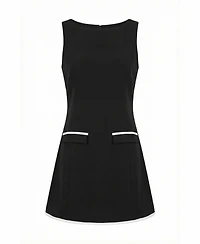 Modenaire Women's Sleeveless Contrast-Trim Tailored Dress