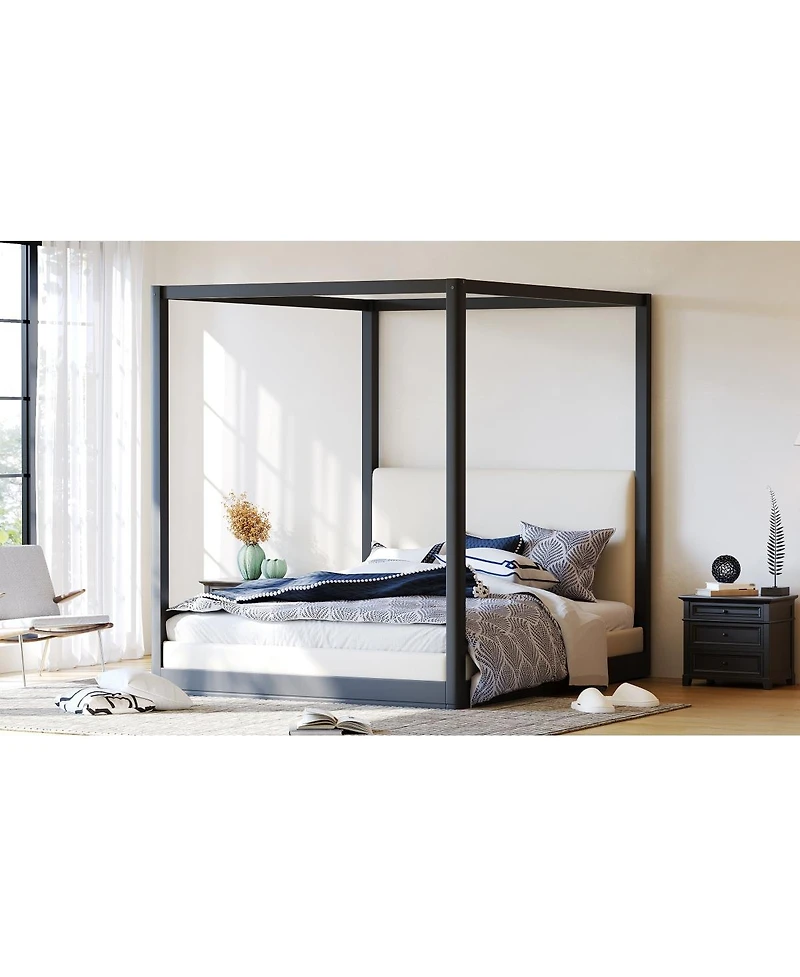 Streamdale Furniture Canopy Platform Bed with Upholstered Headboard
