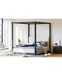 Streamdale Furniture Canopy Platform Bed with Upholstered Headboard