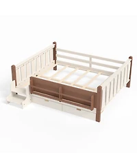 Streamdale Furniture Floor Bed with Storage Bookcases, Drawers, and Stairs