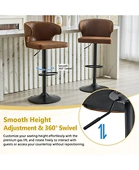 Streamdale Adjustable Swivel Suede Bar Stools with Backrest, Brown (Set of 2)