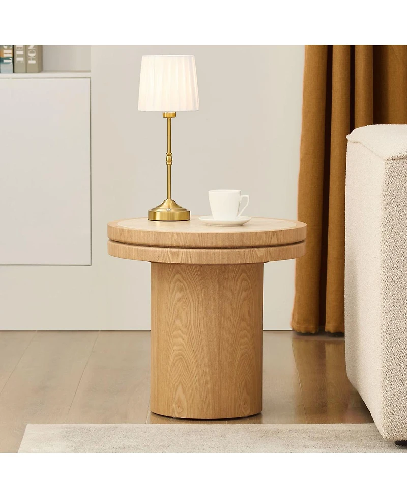 Streamdale Furniture 19.49" Round Sintered Stone Side Table for Living Room and Bedroom