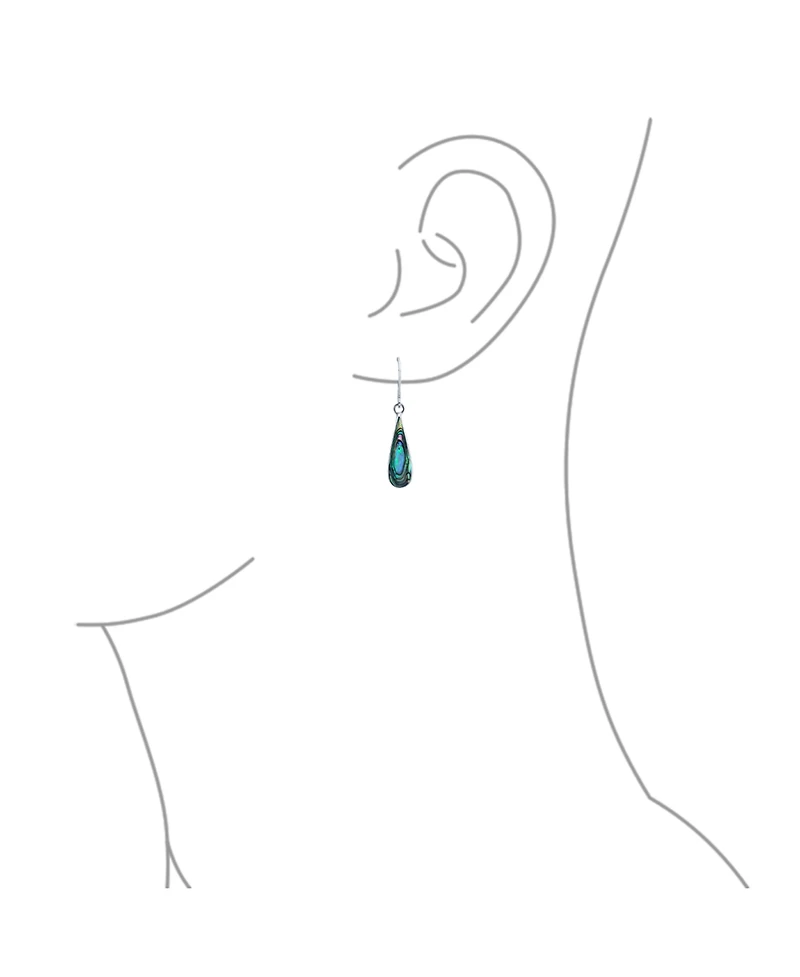 Bling Jewelry Iridescent Rainbow Abalone Shell Long Teardrop Dangle Earrings .925 Sterling Silver Lever Back
